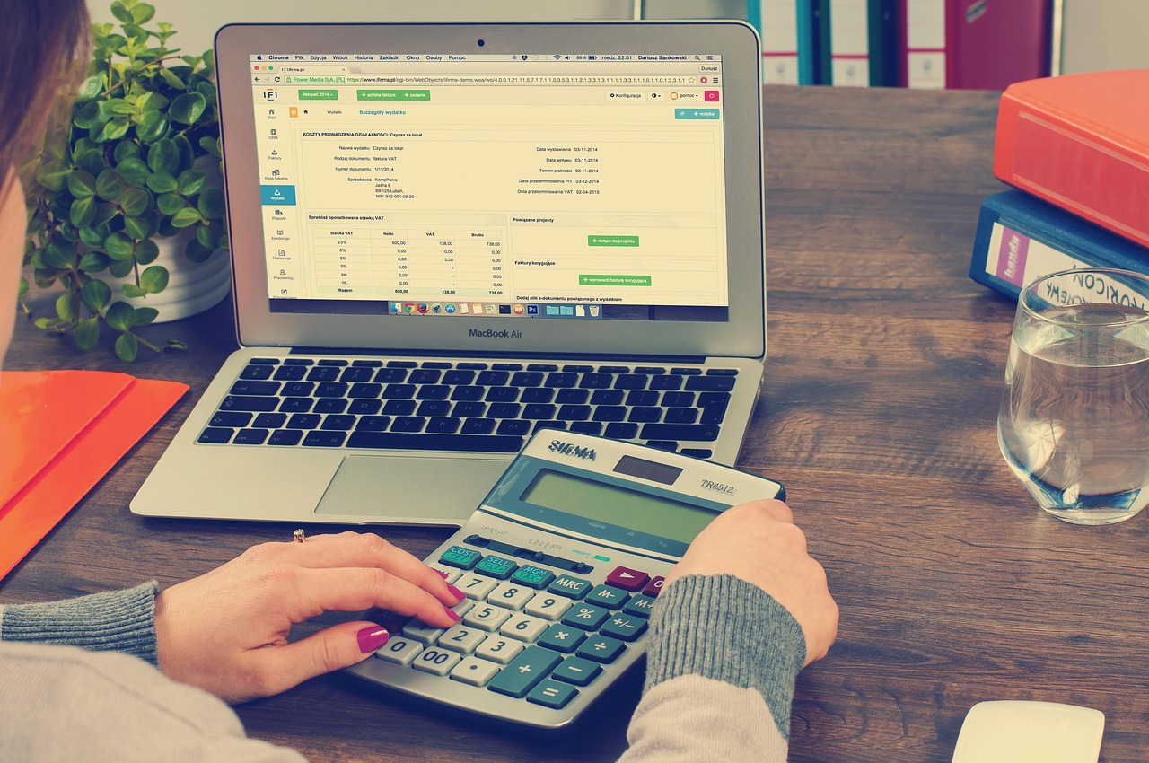 tax calculator dark desk